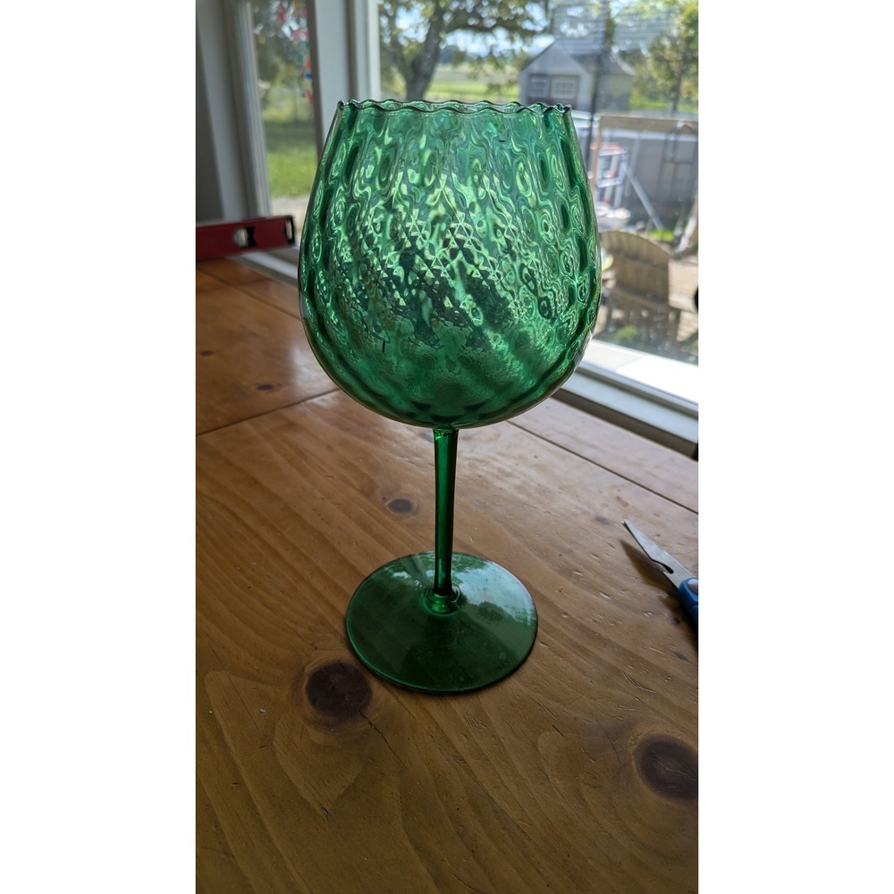1960s Murano Empoli‎ Sifter Emerald Vase